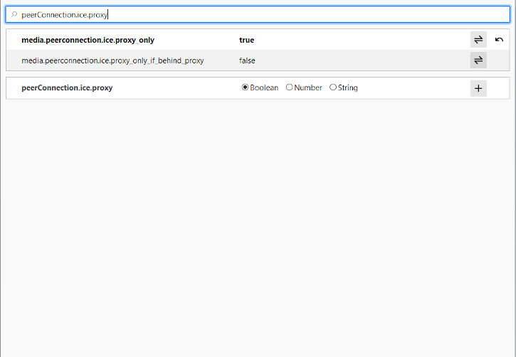 Firefox57
PeerConnection-Einstellungen